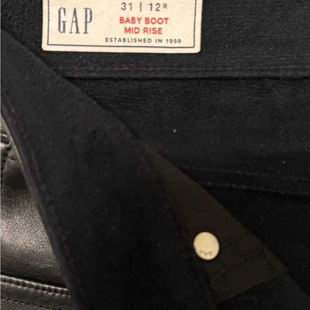 GAP Black Baby Boot Mid-Rise Faux Leather Pants